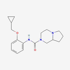 molecular formula C18H25N3O2 B6929848 N-[2-(cyclopropylmethoxy)phenyl]-3,4,6,7,8,8a-hexahydro-1H-pyrrolo[1,2-a]pyrazine-2-carboxamide 