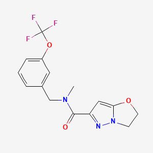 molecular formula C15H14F3N3O3 B6929866 N-methyl-N-[[3-(trifluoromethoxy)phenyl]methyl]-2,3-dihydropyrazolo[5,1-b][1,3]oxazole-6-carboxamide 