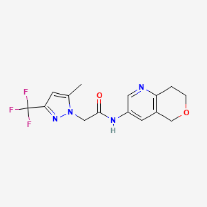 molecular formula C15H15F3N4O2 B6929876 N-(7,8-dihydro-5H-pyrano[4,3-b]pyridin-3-yl)-2-[5-methyl-3-(trifluoromethyl)pyrazol-1-yl]acetamide 