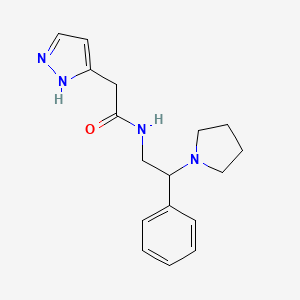 molecular formula C17H22N4O B6929906 N-(2-phenyl-2-pyrrolidin-1-ylethyl)-2-(1H-pyrazol-5-yl)acetamide 