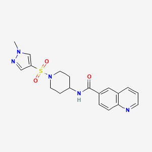 molecular formula C19H21N5O3S B6930043 N-[1-(1-methylpyrazol-4-yl)sulfonylpiperidin-4-yl]quinoline-6-carboxamide 