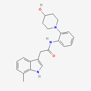 molecular formula C22H25N3O2 B6930051 N-[2-(4-hydroxypiperidin-1-yl)phenyl]-2-(7-methyl-1H-indol-3-yl)acetamide 