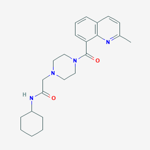 molecular formula C23H30N4O2 B6930077 N-cyclohexyl-2-[4-(2-methylquinoline-8-carbonyl)piperazin-1-yl]acetamide 