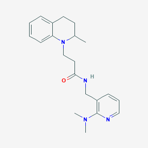 molecular formula C21H28N4O B6930151 N-[[2-(dimethylamino)pyridin-3-yl]methyl]-3-(2-methyl-3,4-dihydro-2H-quinolin-1-yl)propanamide 