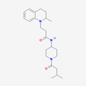 molecular formula C23H35N3O2 B6930154 N-[1-(3-methylbutanoyl)piperidin-4-yl]-3-(2-methyl-3,4-dihydro-2H-quinolin-1-yl)propanamide 