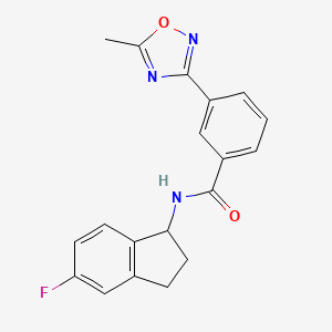 molecular formula C19H16FN3O2 B6930172 N-(5-fluoro-2,3-dihydro-1H-inden-1-yl)-3-(5-methyl-1,2,4-oxadiazol-3-yl)benzamide 