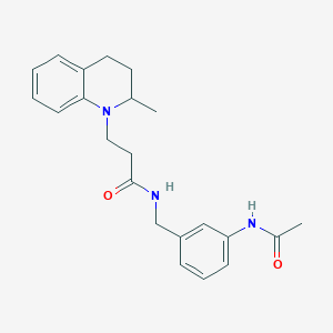 molecular formula C22H27N3O2 B6930179 N-[(3-acetamidophenyl)methyl]-3-(2-methyl-3,4-dihydro-2H-quinolin-1-yl)propanamide 
