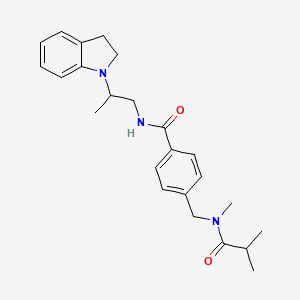 molecular formula C24H31N3O2 B6930182 N-[2-(2,3-dihydroindol-1-yl)propyl]-4-[[methyl(2-methylpropanoyl)amino]methyl]benzamide 
