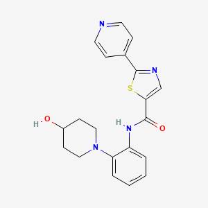 molecular formula C20H20N4O2S B6930261 N-[2-(4-hydroxypiperidin-1-yl)phenyl]-2-pyridin-4-yl-1,3-thiazole-5-carboxamide 