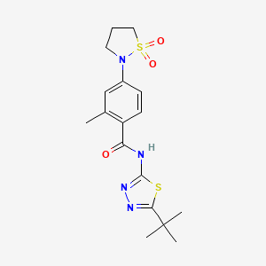 molecular formula C17H22N4O3S2 B6930298 N-(5-tert-butyl-1,3,4-thiadiazol-2-yl)-4-(1,1-dioxo-1,2-thiazolidin-2-yl)-2-methylbenzamide 