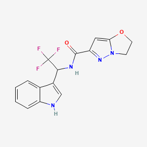 molecular formula C16H13F3N4O2 B6930328 N-[2,2,2-trifluoro-1-(1H-indol-3-yl)ethyl]-2,3-dihydropyrazolo[5,1-b][1,3]oxazole-6-carboxamide 