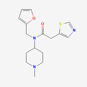 molecular formula C16H21N3O2S B6930427 N-(furan-2-ylmethyl)-N-(1-methylpiperidin-4-yl)-2-(1,3-thiazol-5-yl)acetamide 