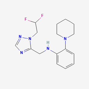 molecular formula C16H21F2N5 B6930517 N-[[2-(2,2-difluoroethyl)-1,2,4-triazol-3-yl]methyl]-2-piperidin-1-ylaniline 