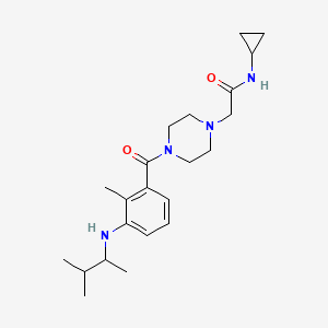 molecular formula C22H34N4O2 B6930550 N-cyclopropyl-2-[4-[2-methyl-3-(3-methylbutan-2-ylamino)benzoyl]piperazin-1-yl]acetamide 