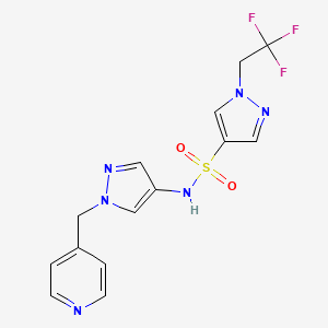 molecular formula C14H13F3N6O2S B6930572 N-[1-(pyridin-4-ylmethyl)pyrazol-4-yl]-1-(2,2,2-trifluoroethyl)pyrazole-4-sulfonamide 