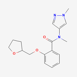 molecular formula C17H21N3O3 B6930584 N-methyl-N-(1-methylpyrazol-4-yl)-2-(oxolan-2-ylmethoxy)benzamide 