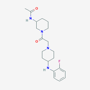 molecular formula C20H29FN4O2 B6930621 N-[1-[2-[4-(2-fluoroanilino)piperidin-1-yl]acetyl]piperidin-3-yl]acetamide 