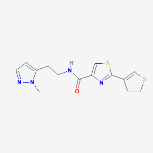 molecular formula C14H14N4OS2 B6930636 N-[2-(2-methylpyrazol-3-yl)ethyl]-2-thiophen-3-yl-1,3-thiazole-4-carboxamide 
