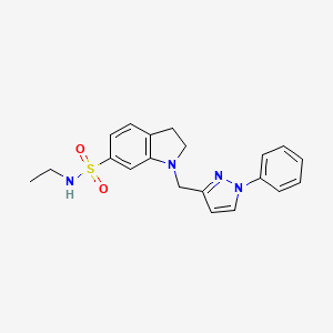 molecular formula C20H22N4O2S B6930650 N-ethyl-1-[(1-phenylpyrazol-3-yl)methyl]-2,3-dihydroindole-6-sulfonamide 