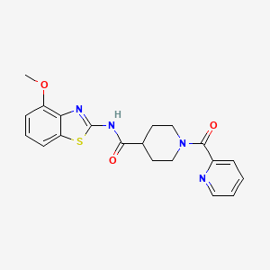 molecular formula C20H20N4O3S B6930721 N-(4-methoxy-1,3-benzothiazol-2-yl)-1-(pyridine-2-carbonyl)piperidine-4-carboxamide 