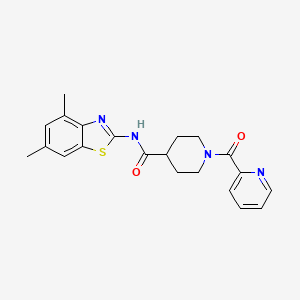 molecular formula C21H22N4O2S B6930747 N-(4,6-dimethyl-1,3-benzothiazol-2-yl)-1-(pyridine-2-carbonyl)piperidine-4-carboxamide 