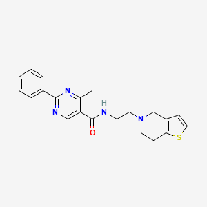 molecular formula C21H22N4OS B6930868 N-[2-(6,7-dihydro-4H-thieno[3,2-c]pyridin-5-yl)ethyl]-4-methyl-2-phenylpyrimidine-5-carboxamide 