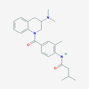 molecular formula C24H31N3O2 B6930925 N-[4-[3-(dimethylamino)-3,4-dihydro-2H-quinoline-1-carbonyl]-2-methylphenyl]-3-methylbutanamide 