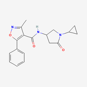 molecular formula C18H19N3O3 B6930940 N-(1-cyclopropyl-5-oxopyrrolidin-3-yl)-3-methyl-5-phenyl-1,2-oxazole-4-carboxamide 