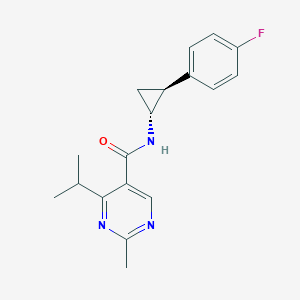 molecular formula C18H20FN3O B6931068 N-[(1R,2S)-2-(4-fluorophenyl)cyclopropyl]-2-methyl-4-propan-2-ylpyrimidine-5-carboxamide 