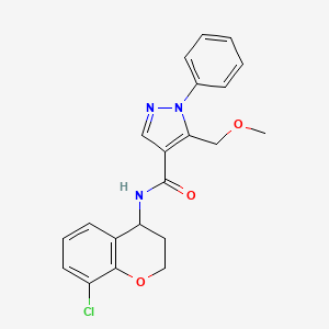 molecular formula C21H20ClN3O3 B6931087 N-(8-chloro-3,4-dihydro-2H-chromen-4-yl)-5-(methoxymethyl)-1-phenylpyrazole-4-carboxamide 