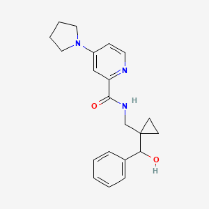 molecular formula C21H25N3O2 B6931119 N-[[1-[hydroxy(phenyl)methyl]cyclopropyl]methyl]-4-pyrrolidin-1-ylpyridine-2-carboxamide 