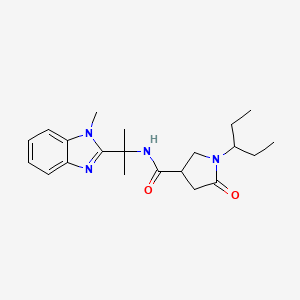 molecular formula C21H30N4O2 B6931151 N-[2-(1-methylbenzimidazol-2-yl)propan-2-yl]-5-oxo-1-pentan-3-ylpyrrolidine-3-carboxamide 