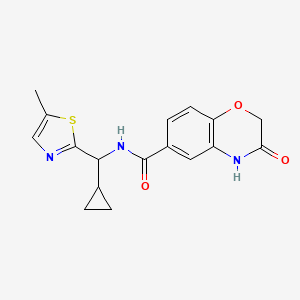 molecular formula C17H17N3O3S B6931261 N-[cyclopropyl-(5-methyl-1,3-thiazol-2-yl)methyl]-3-oxo-4H-1,4-benzoxazine-6-carboxamide 