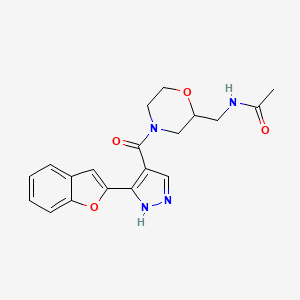 molecular formula C19H20N4O4 B6931300 N-[[4-[5-(1-benzofuran-2-yl)-1H-pyrazole-4-carbonyl]morpholin-2-yl]methyl]acetamide 