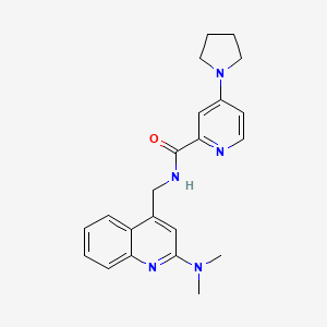 molecular formula C22H25N5O B6931335 N-[[2-(dimethylamino)quinolin-4-yl]methyl]-4-pyrrolidin-1-ylpyridine-2-carboxamide 