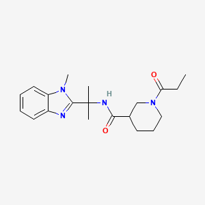 molecular formula C20H28N4O2 B6931421 N-[2-(1-methylbenzimidazol-2-yl)propan-2-yl]-1-propanoylpiperidine-3-carboxamide 