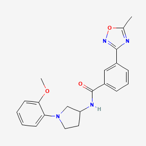 molecular formula C21H22N4O3 B6931435 N-[1-(2-methoxyphenyl)pyrrolidin-3-yl]-3-(5-methyl-1,2,4-oxadiazol-3-yl)benzamide 