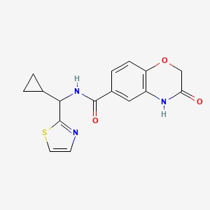 molecular formula C16H15N3O3S B6931449 N-[cyclopropyl(1,3-thiazol-2-yl)methyl]-3-oxo-4H-1,4-benzoxazine-6-carboxamide 