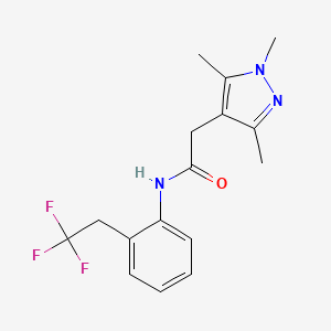 molecular formula C16H18F3N3O B6931459 N-[2-(2,2,2-trifluoroethyl)phenyl]-2-(1,3,5-trimethylpyrazol-4-yl)acetamide 