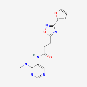 molecular formula C15H16N6O3 B6931494 N-[4-(dimethylamino)pyrimidin-5-yl]-3-[3-(furan-2-yl)-1,2,4-oxadiazol-5-yl]propanamide 