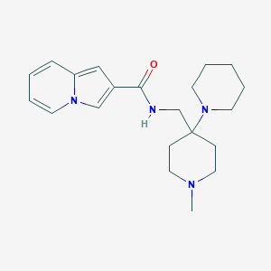 molecular formula C21H30N4O B6931500 N-[(1-methyl-4-piperidin-1-ylpiperidin-4-yl)methyl]indolizine-2-carboxamide 