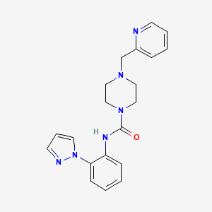 molecular formula C20H22N6O B6931628 N-(2-pyrazol-1-ylphenyl)-4-(pyridin-2-ylmethyl)piperazine-1-carboxamide 