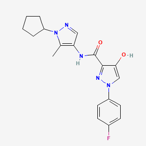 molecular formula C19H20FN5O2 B6931837 N-(1-cyclopentyl-5-methylpyrazol-4-yl)-1-(4-fluorophenyl)-4-hydroxypyrazole-3-carboxamide 