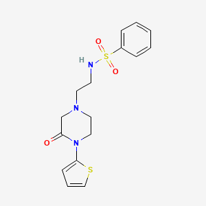 molecular formula C16H19N3O3S2 B6931859 N-[2-(3-oxo-4-thiophen-2-ylpiperazin-1-yl)ethyl]benzenesulfonamide 