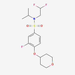 molecular formula C16H22F3NO4S B6931903 N-(2,2-difluoroethyl)-3-fluoro-4-(oxan-4-yloxy)-N-propan-2-ylbenzenesulfonamide 