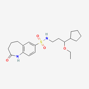molecular formula C20H30N2O4S B6931923 N-(3-cyclopentyl-3-ethoxypropyl)-2-oxo-1,3,4,5-tetrahydro-1-benzazepine-7-sulfonamide 