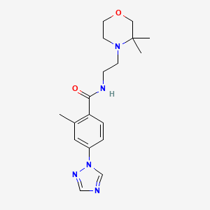 molecular formula C18H25N5O2 B6931933 N-[2-(3,3-dimethylmorpholin-4-yl)ethyl]-2-methyl-4-(1,2,4-triazol-1-yl)benzamide 