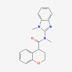 molecular formula C19H19N3O2 B6932066 N-methyl-N-(1-methylbenzimidazol-2-yl)-3,4-dihydro-2H-chromene-4-carboxamide 
