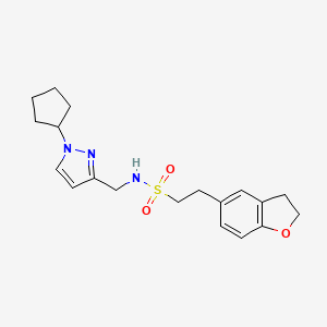 molecular formula C19H25N3O3S B6932156 N-[(1-cyclopentylpyrazol-3-yl)methyl]-2-(2,3-dihydro-1-benzofuran-5-yl)ethanesulfonamide 