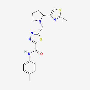 molecular formula C19H21N5OS2 B6932162 N-(4-methylphenyl)-5-[[2-(2-methyl-1,3-thiazol-4-yl)pyrrolidin-1-yl]methyl]-1,3,4-thiadiazole-2-carboxamide 